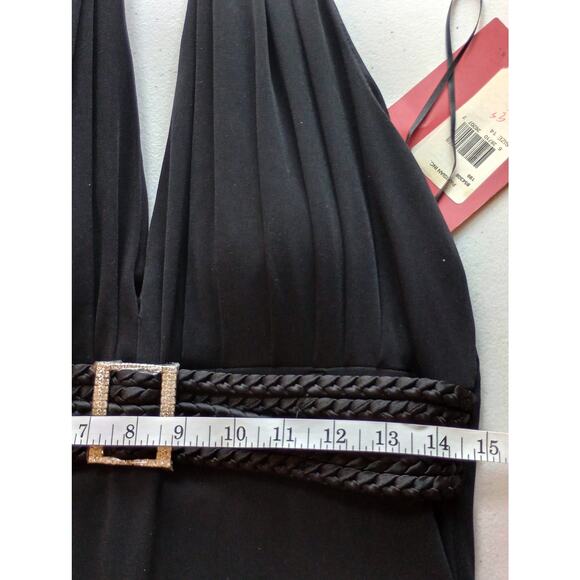 JS Collection Womens Black Halter Top Cocktail Midi Dress Size 14 - Picture 12 of 13